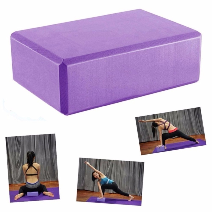 LLS โยคะบล็อกอิฐออกกำลังกายโยคะพิลาทิสและ Nonslipyoga ถุงเท้าไม่ลื่นไถลโยคะพิลาทิสแบร์ถุงเท้าไม่มีที่สิ้นสุดกับ Gripsforwomen บล็อก (สีม่วง) (สีดำ)-สนามบินนานาชาติ