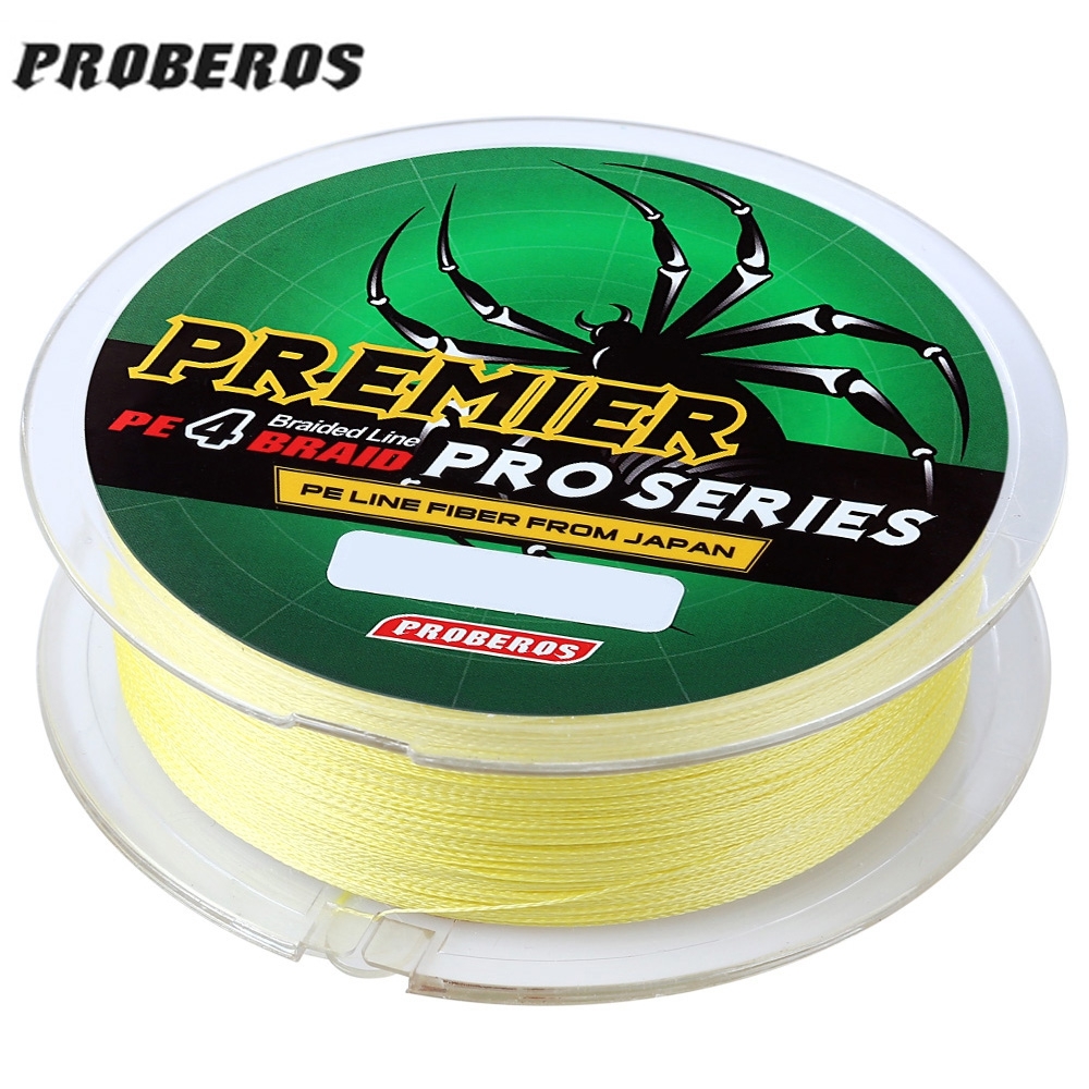 PROBEROS 100 เมตร PE 4 Strands Monofilament Braided เอ็นตกปลาอุปกรณ์เสริม 15LBS (สีเหลือง)
