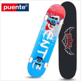 Skateboard สเก็ตบอร์ด Pro PUENTE (น้ำเงิน-แดง)