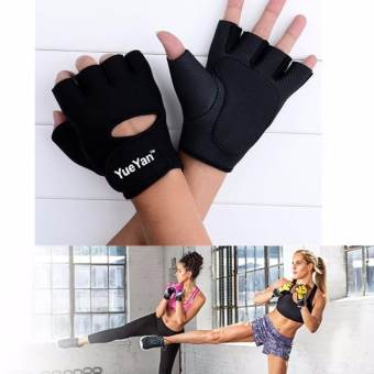 YUEYAN ถุงมือฟิตเนส ถุงมือออกกำลังกาย Fitness Glove Weight Lifting Gloves Black ( Int:L)