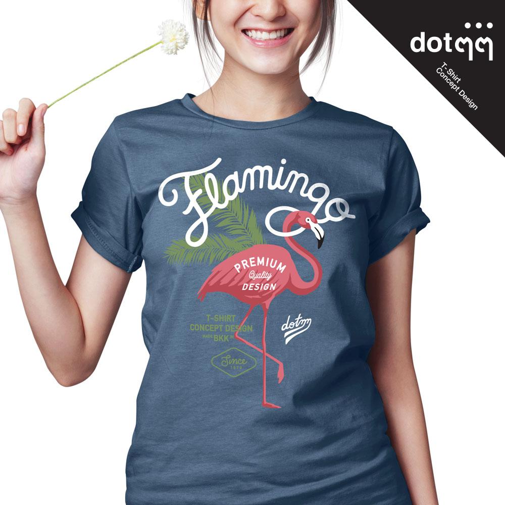 dotdotdot เสื้อยืดผู้หญิง ลาย Flamingo (Blue) dotdotdot เสื้อยืดผู้หญิง ลาย Flamingo (Blue)