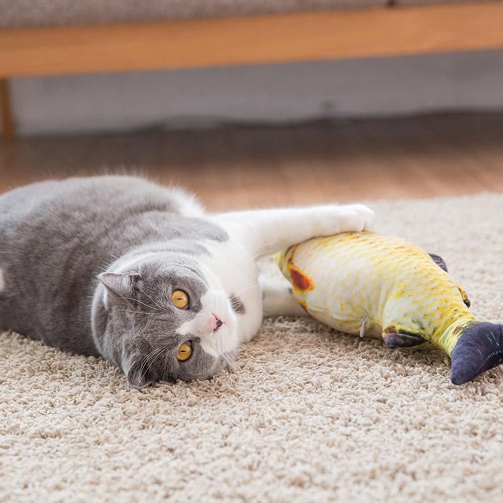 Mô phỏng Crucian Hình Cá Nhồi Bông Gối kèm Catmint cho Mèo Thú Cưng