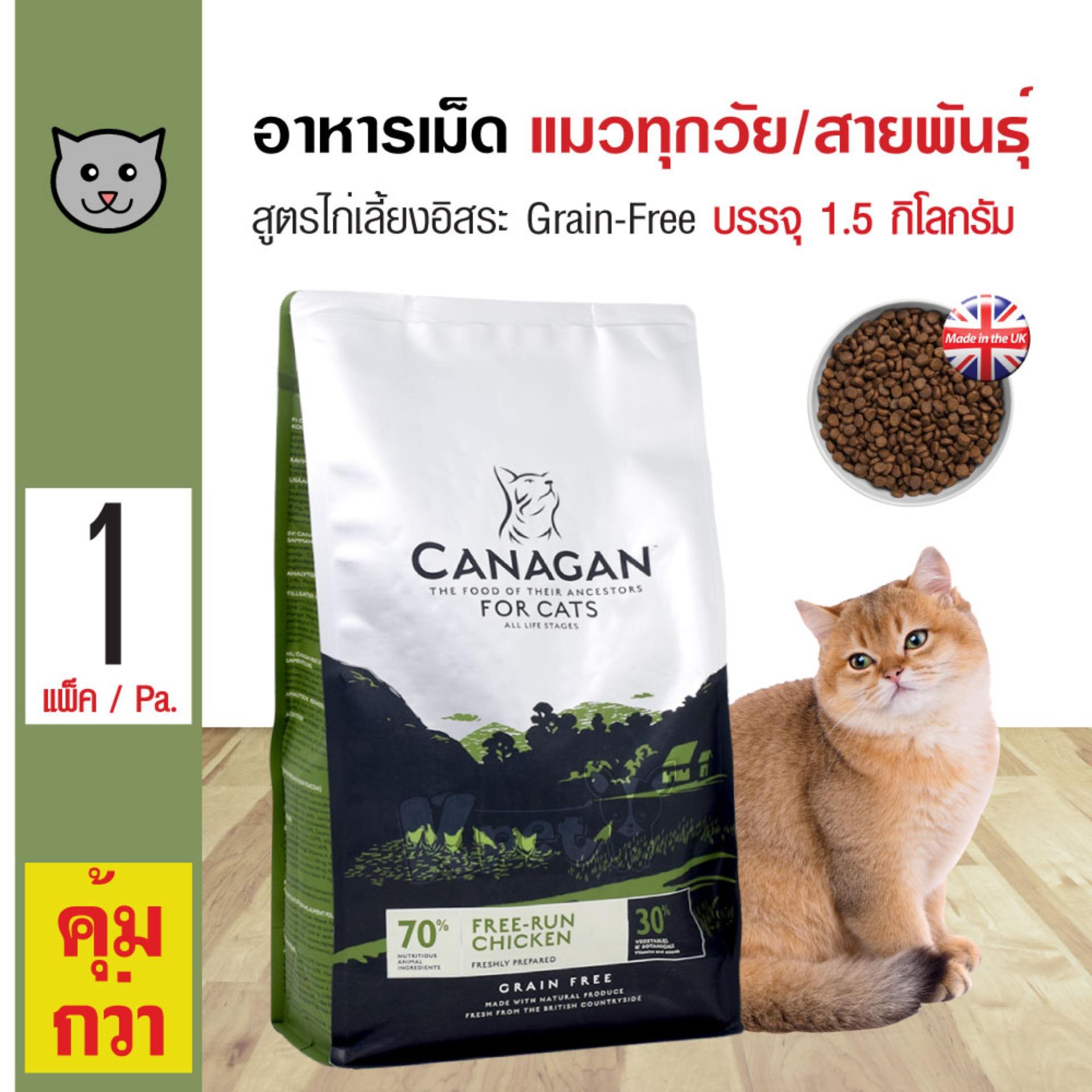 Canagan Cat Free-Run Chicken อาหารแมว สูตรเนื้อไก่เลี้ยงอิสระ เสริมกล้ามเนื้อ สำหรับแมวทุกวัย (1.5 กิโลกรัม/ถุง)