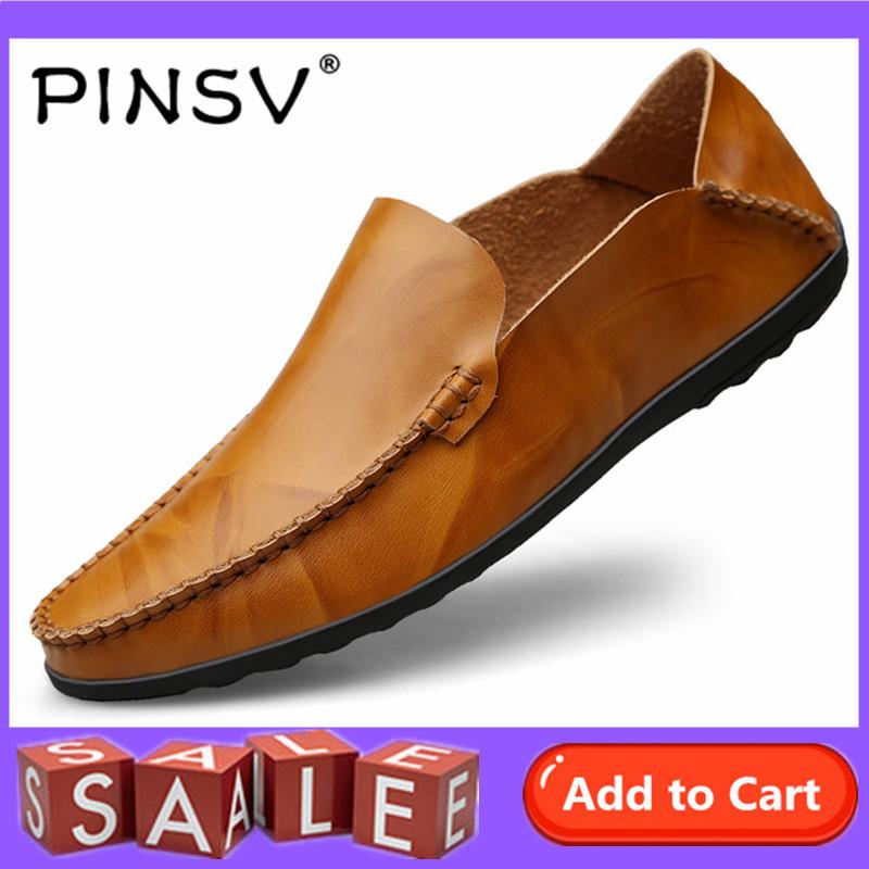 PINSV รองเท้าแฟชั่นง่ายและสะดวกสบายรองเท้าหนังขี้ผึ้ง Handmade เย็บนุ่มขี้เกียจรองเท้า Lightsome พื้นรองเท้ายาง