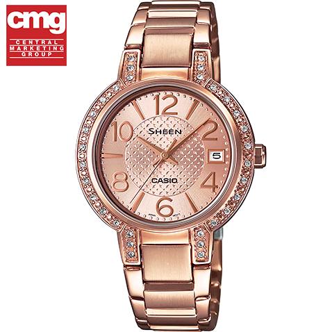 Casio Sheen นาฬิกาข้อมือผู้หญิง SWAROVSKI พิงค์โกลด์ สายสแตนเลส รุ่น SHE-4804PG-9A Casio Sheen นาฬิกาข้อมือผู้หญิง SWAROVSKI พิงค์โกลด์ สายสแตนเลส รุ่น SHE-4804PG-9A