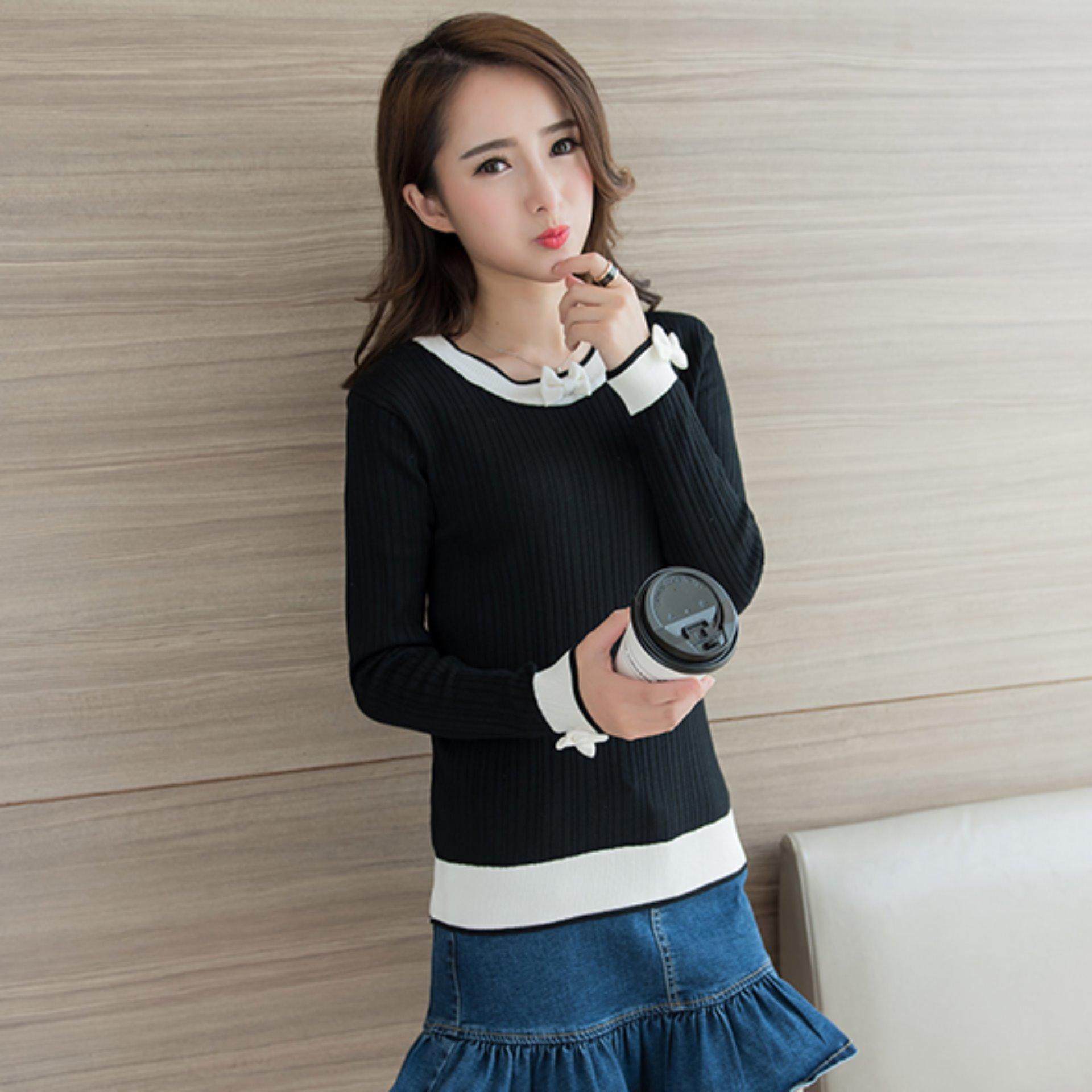 เสื้อไหมพรมแขนยาว316สีดำ เสื้อไหมพรมแขนยาว316สีดำ