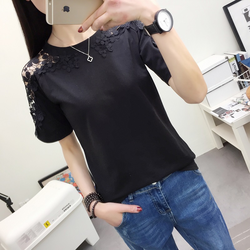 ชุดกระโปรงผู้หญิง แขนลูกไม้ ผ้าฝ้ายลินิน ยาวกลาง ไซส์ใหญ่ (557 * * * * * * * สีดำ) (557 * * * * * * * สีดำ)