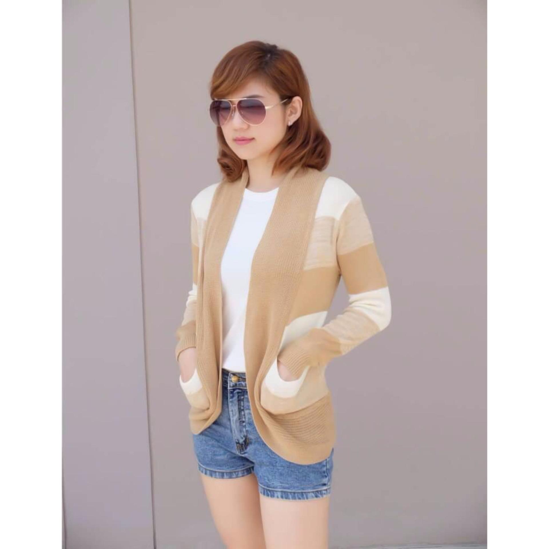 New New 9525 เสื้อคลุมไหมพรม เเนววินเทจ ลายกราฟฟิก