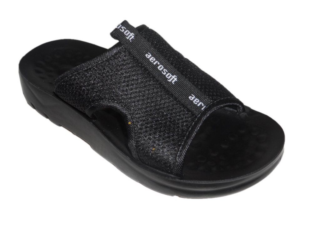 aerosoft รองเท้าแตะผู้ชาย PU A5103 สีดำ