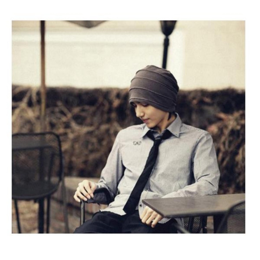 Afterthat หมวกผ้าลายเส้น - สีเทา