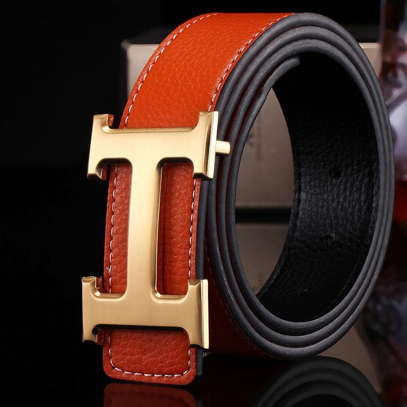 Amart Genuine PU Leather H Smooth Buckle Belt for Men(Orange) - intl Amart Genuine PU Leather H Smooth Buckle Belt for Men(Orange) - intl