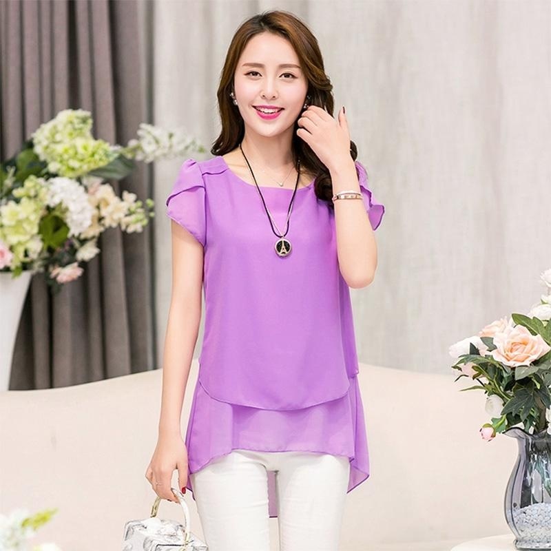 Amart Summer Women เสื้อชีฟองคอแขนสั้นเสื้อ Amart Summer Women เสื้อชีฟองคอแขนสั้นเสื้อ
