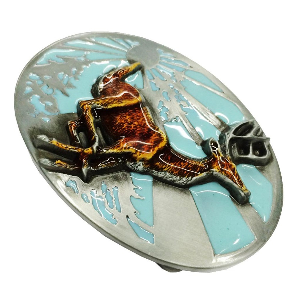 BolehDeals VINTAGE Rodeo เคลือบกวางล่าสัตว์ Elk ห่วงเข็มขัดโลหะคาวบอยตะวันตก - INTL BolehDeals VINTAGE Rodeo เคลือบกวางล่าสัตว์ Elk ห่วงเข็มขัดโลหะคาวบอยตะวันตก - INTL
