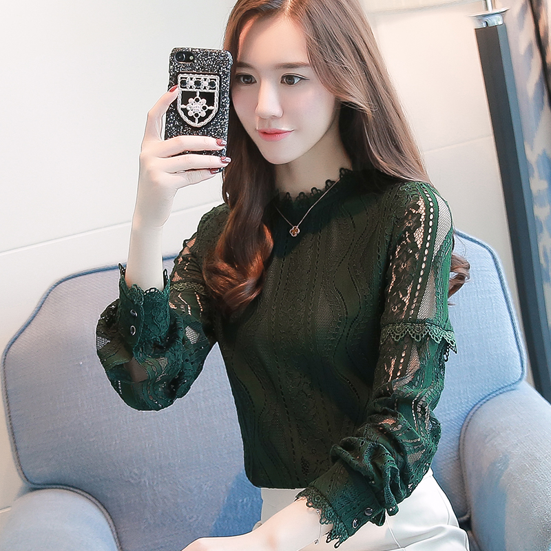 เสื้อเกาหลีเสื้อกลวงครึ่งปกเสื้อสวมหัว (สีดำ)