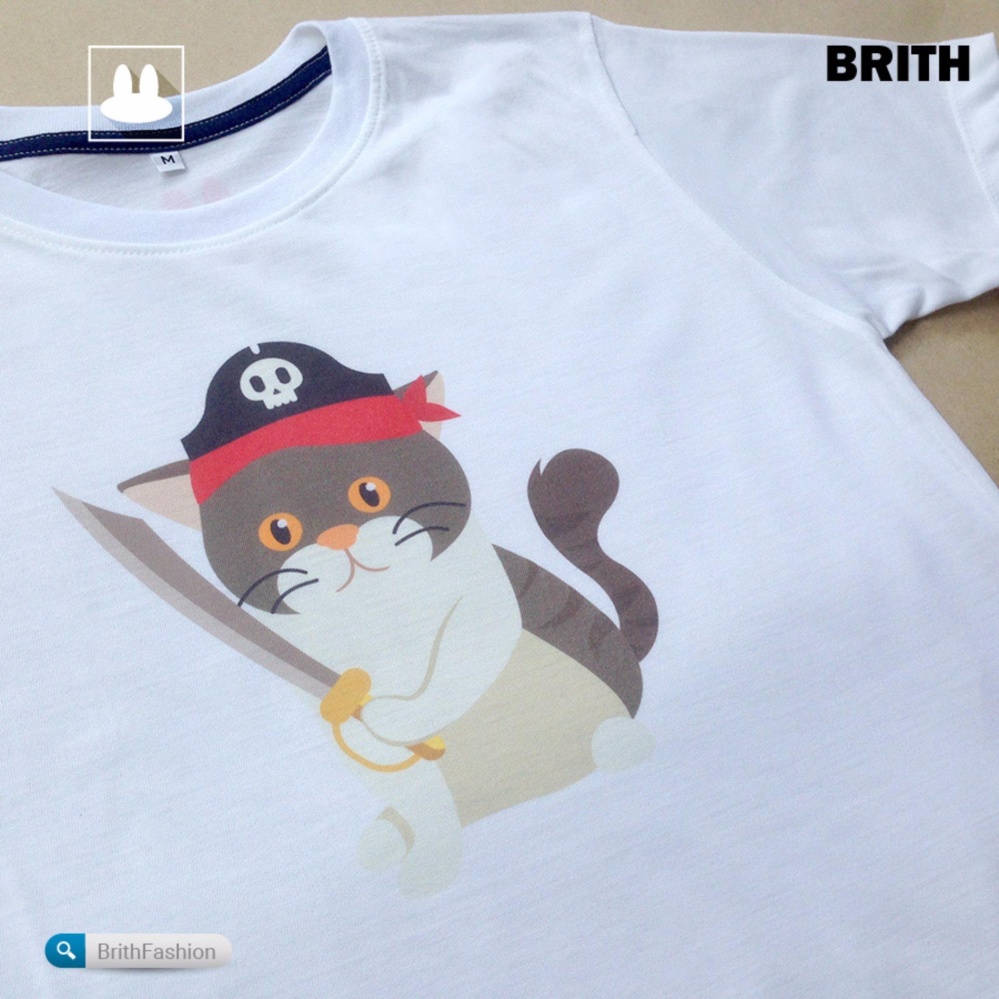 เสื้อยืด ลายแมว โจรสลัด สีเทา by BRITH เสื้อลายแมว
