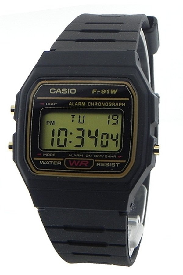 Casio นาฬิกาข้อมือผู้ชาย สายเรซิ่น รุ่น F-91W-1DG - สีดำ