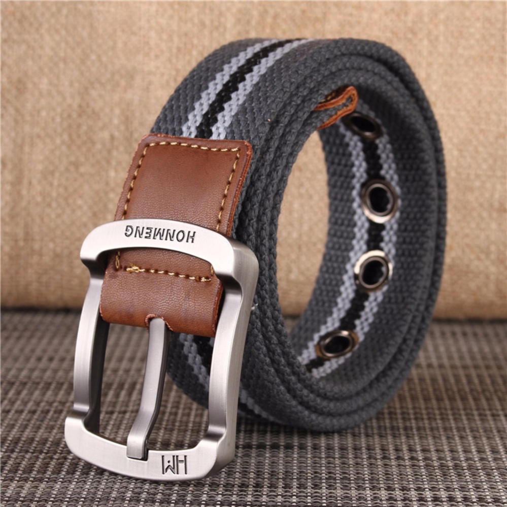 รองเท้าผ้าใบผู้ชายแบบสบายๆเข็มขัดปรับหลุม Grommet เข็มขัดสายหนังแท้ Conjunction - นานาชาติ