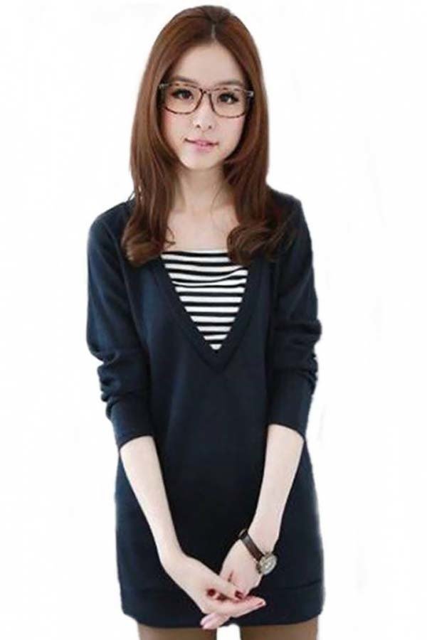ChannyLin เสื้อแขนยาว - น้ำเงิน ChannyLin เสื้อแขนยาว - น้ำเงิน