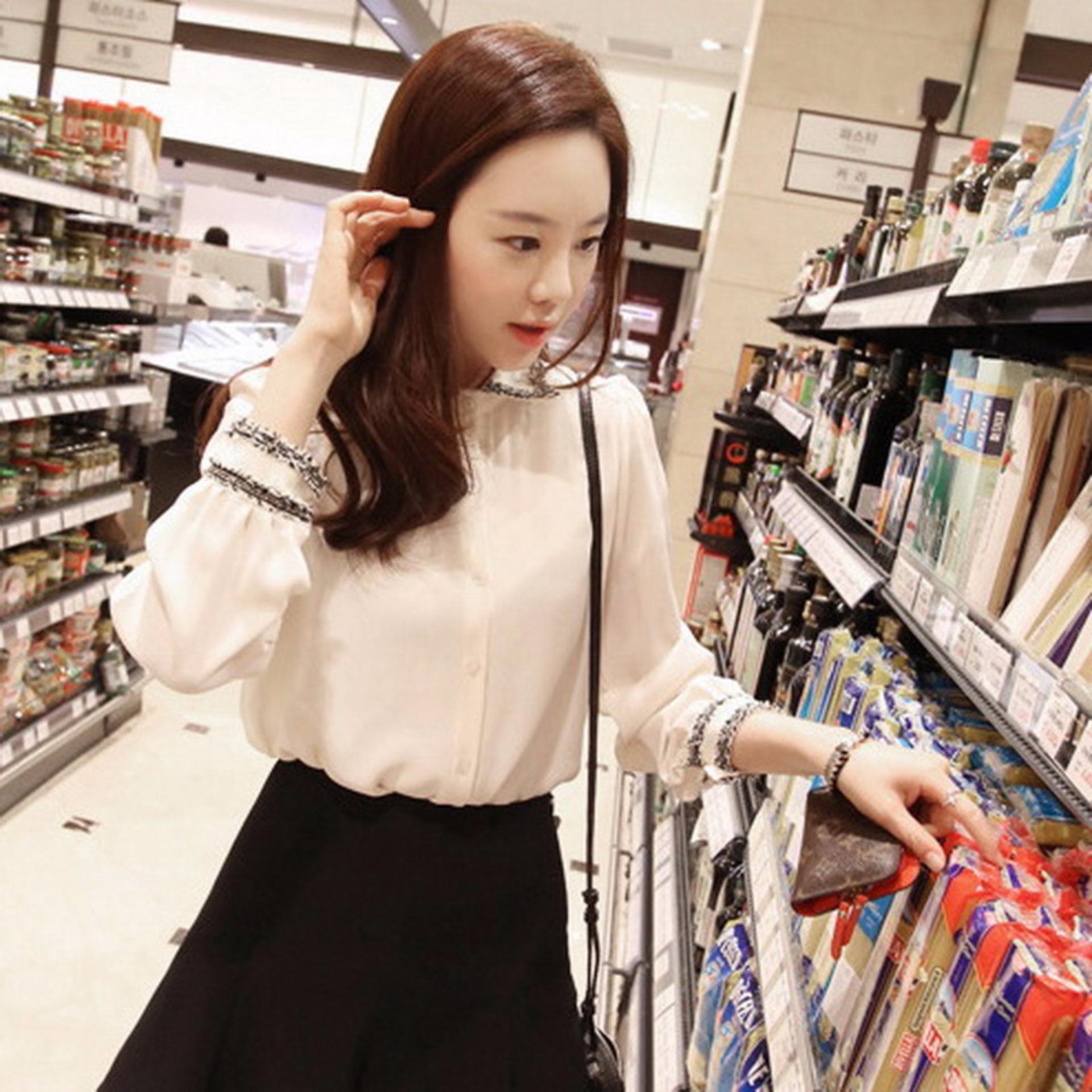 Chiffon white shirt women long-sleeved เสื้อชีฟองสแขนยาว สีขาว Chiffon white shirt women long-sleeved เสื้อชีฟองสแขนยาว สีขาว