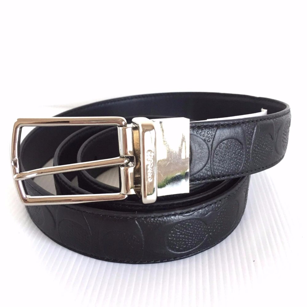 COACH 55158 เข็มขัดOne Size Reversible Signature leather belt สีดำ COACH 55158 เข็มขัดOne Size Reversible Signature leather belt สีดำ