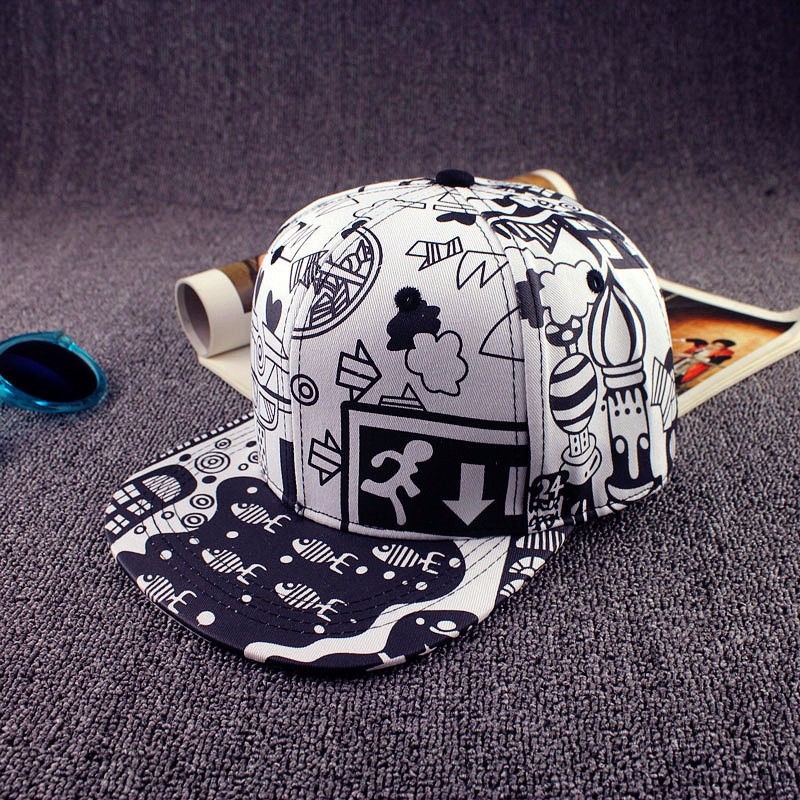 Cool Men Women Scrawl Graffiti หมวก Hip Hop หมวกกีฬาเบสบอล SnapBack Kpop ปรับสีขาว Cool Men Women Scrawl Graffiti หมวก Hip Hop หมวกกีฬาเบสบอล SnapBack Kpop ปรับสีขาว