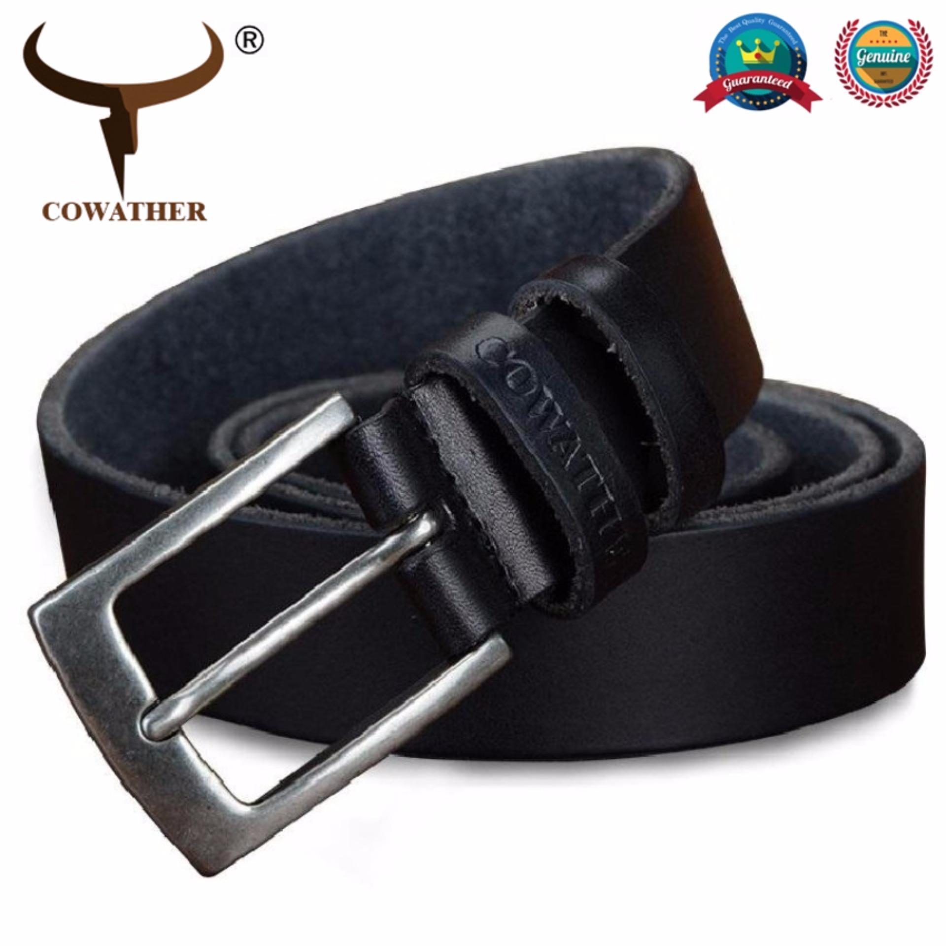 COWATHER เข็มขัดผู้ชายวินเทจสูงสุดเต็มเมล็ด 100% หนังวัวด้อยเข็มขัดชุดวงล้อเข็มขัดเข็มขัดเสื้อผ้าแฟชั่นเข็มขัด