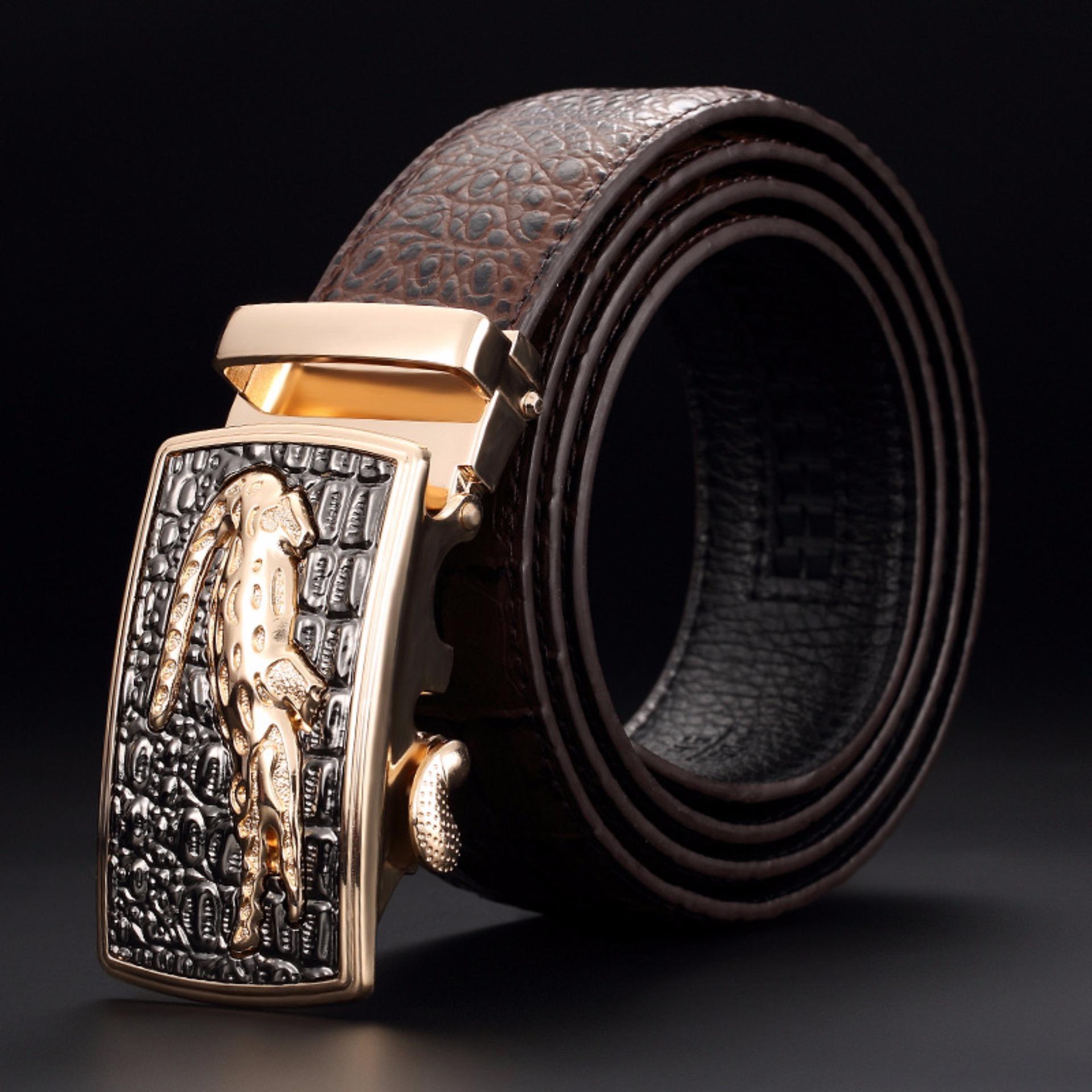 เข็มขัดผู้ชาย จรเข้ เข็มขัด หนังแท้ Crocodile Grain Real Genuine Leather Male Belt for Men - Dark Brown เข็มขัดผู้ชาย จรเข้ เข็มขัด หนังแท้ Crocodile Grain Real Genuine Leather Male Belt for Men - Dark Brown