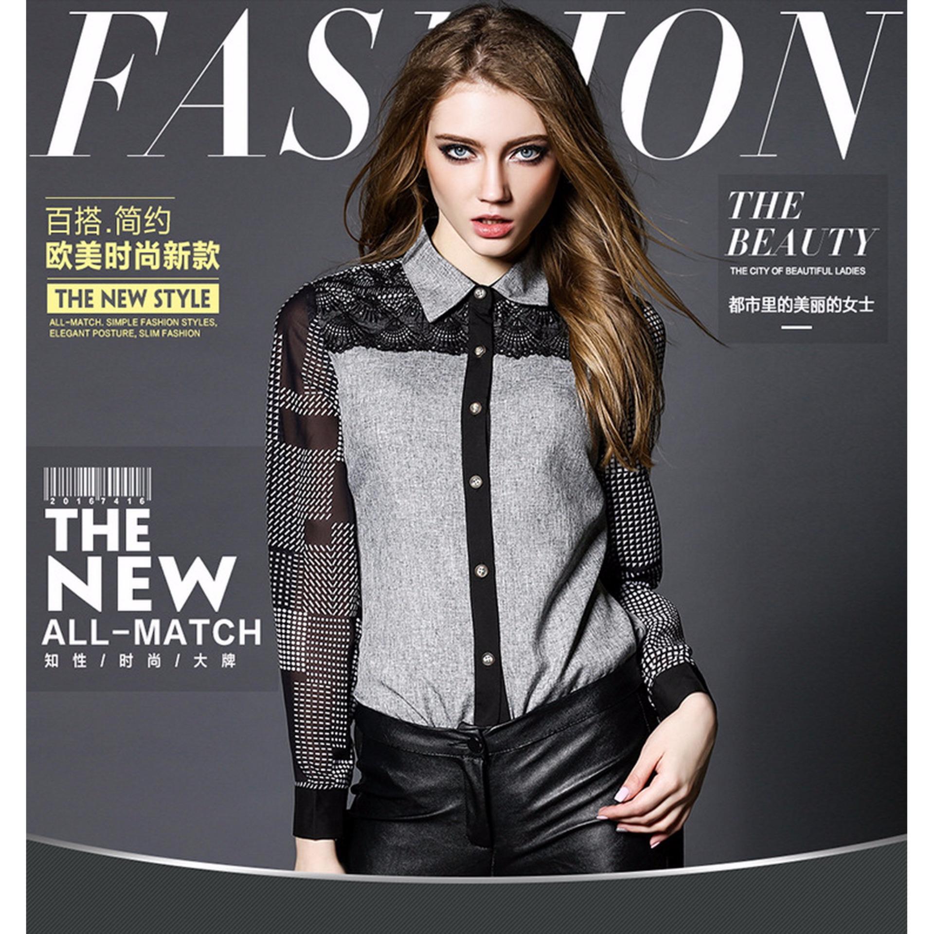 Dinijia เสื้อเชิ้ตแขนยาว European Grand Prix 2016 chiffon, cotton blouse Dinijia เสื้อเชิ้ตแขนยาว European Grand Prix 2016 chiffon, cotton blouse