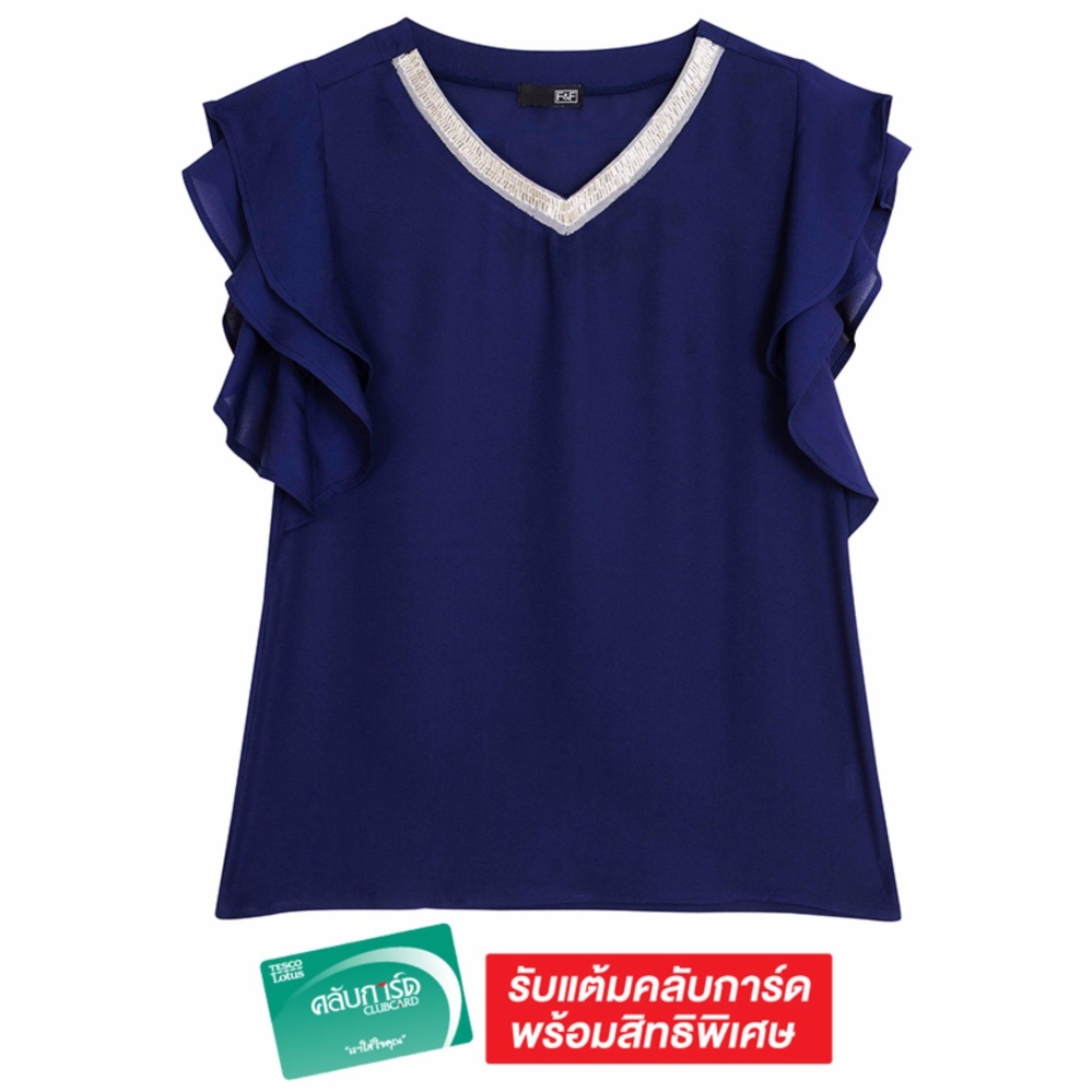 F&F เอฟแอนด์เอฟ เสื้อชีฟองแต่งขอบคอ สีกรมท่า F&F เอฟแอนด์เอฟ เสื้อชีฟองแต่งขอบคอ สีกรมท่า