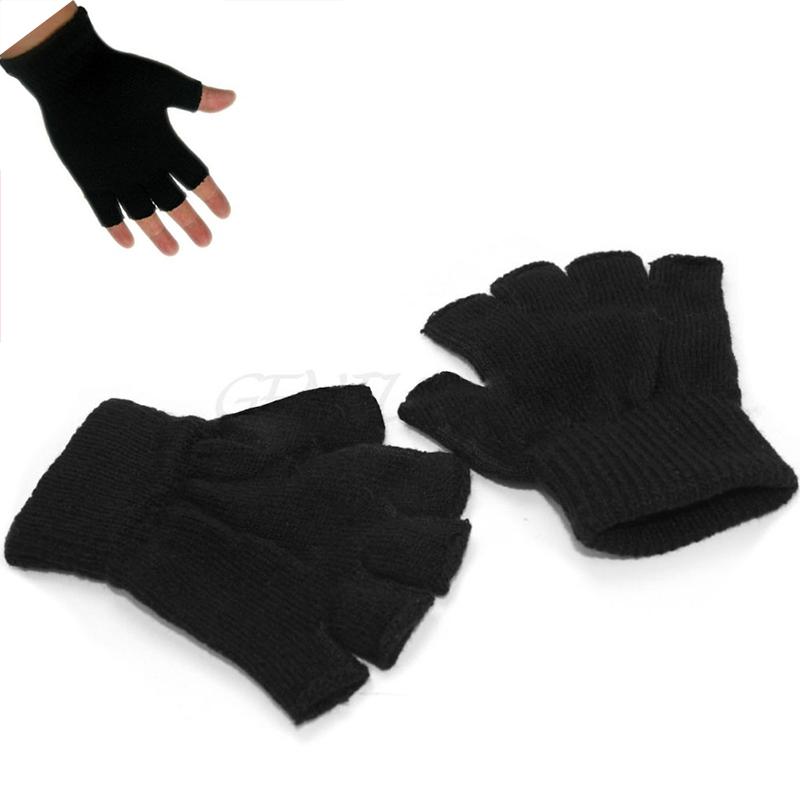 Fang Fang Men Elastic ครึ่งถุงมือแบบเปิดครึ่งนิ้วสำหรับฤดูหนาว (สีดำ) Fang Fang Men Elastic ครึ่งถุงมือแบบเปิดครึ่งนิ้วสำหรับฤดูหนาว (สีดำ)