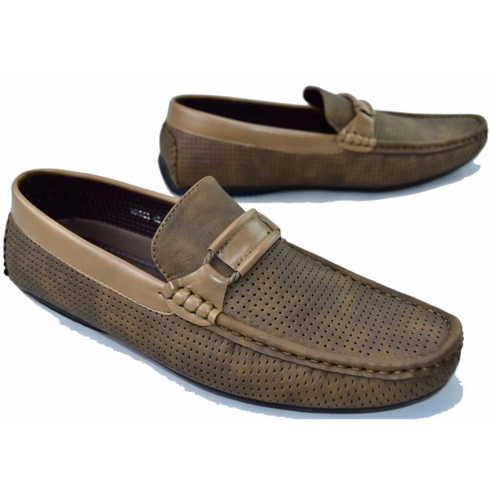 FASHION รองเท้าหนังแบบสวมผู้ชาย FASHION รุ่น MM923(Khaki)