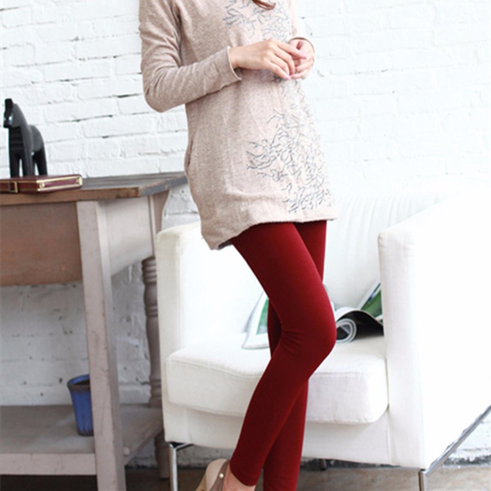 fashion Skinny pants กางเกงในเก้าจุดเล่น รุ่นหนามีซับกำมะหยี่เต็มตัว (สีเขียว)