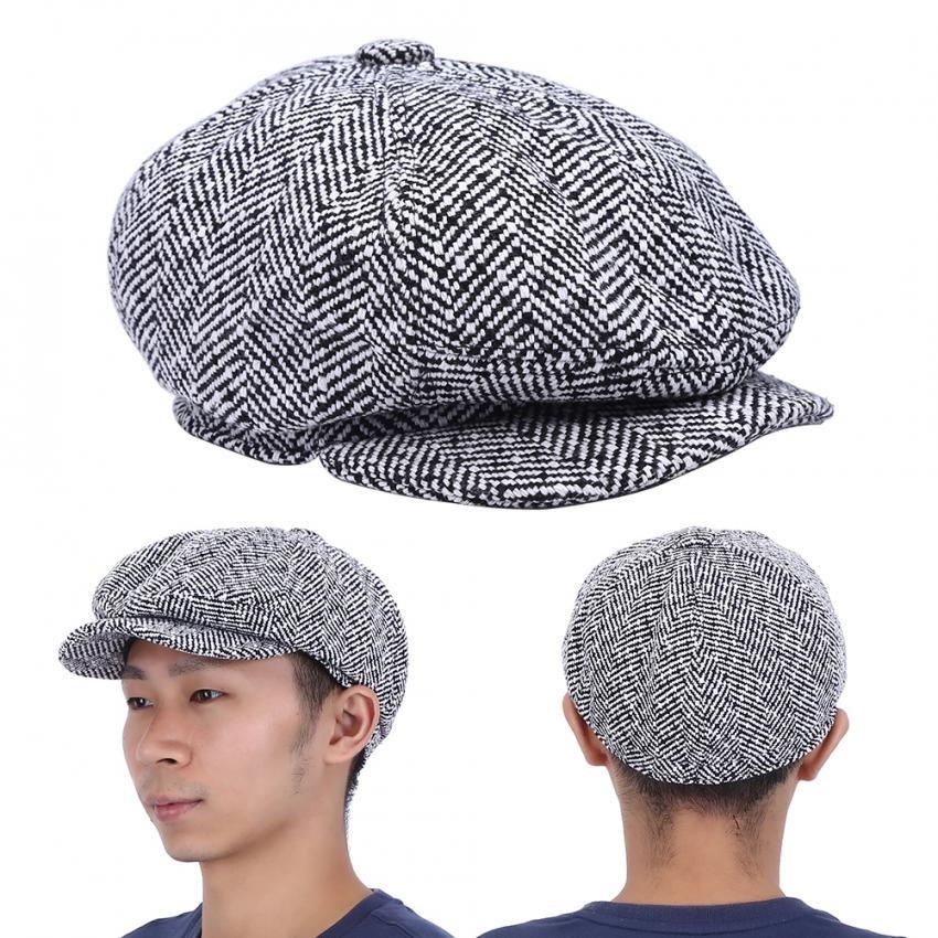 แฟชั่นรูปแฉกแนวตั้งผู้ชายฝ้ายตุ่นปากเป็ดหมวก Newsboy คนขับรถแท็กซี่ไม้เลื้อยหมวก (สีเทาอ่อน) - สนามบินนานาชาติ