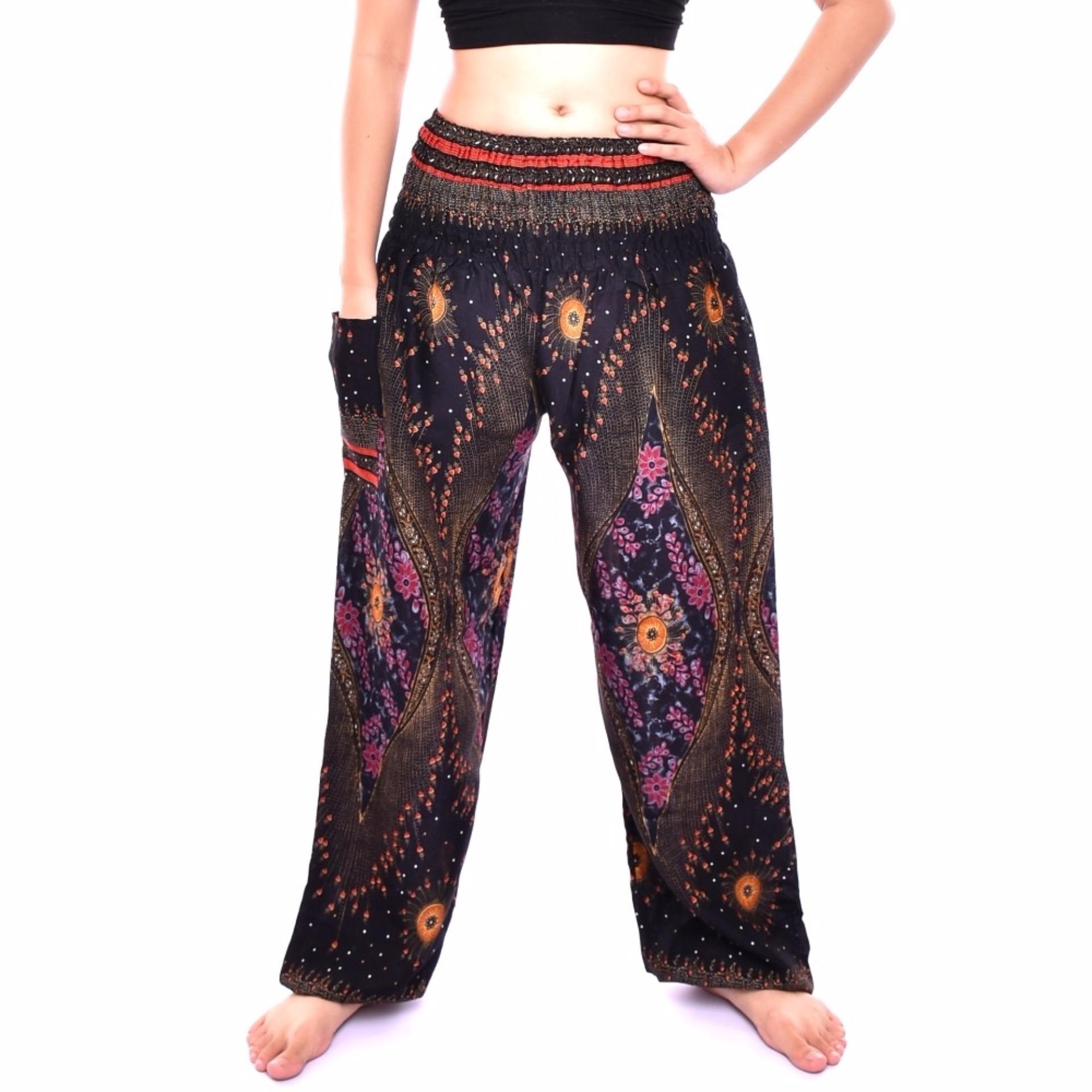 กางเกงเอวยืด ผ้านุ่มใส่สบาย Free size (ลายหางนกยูง) กางเกงเอวยืด ผ้านุ่มใส่สบาย Free size (ลายหางนกยูง)
