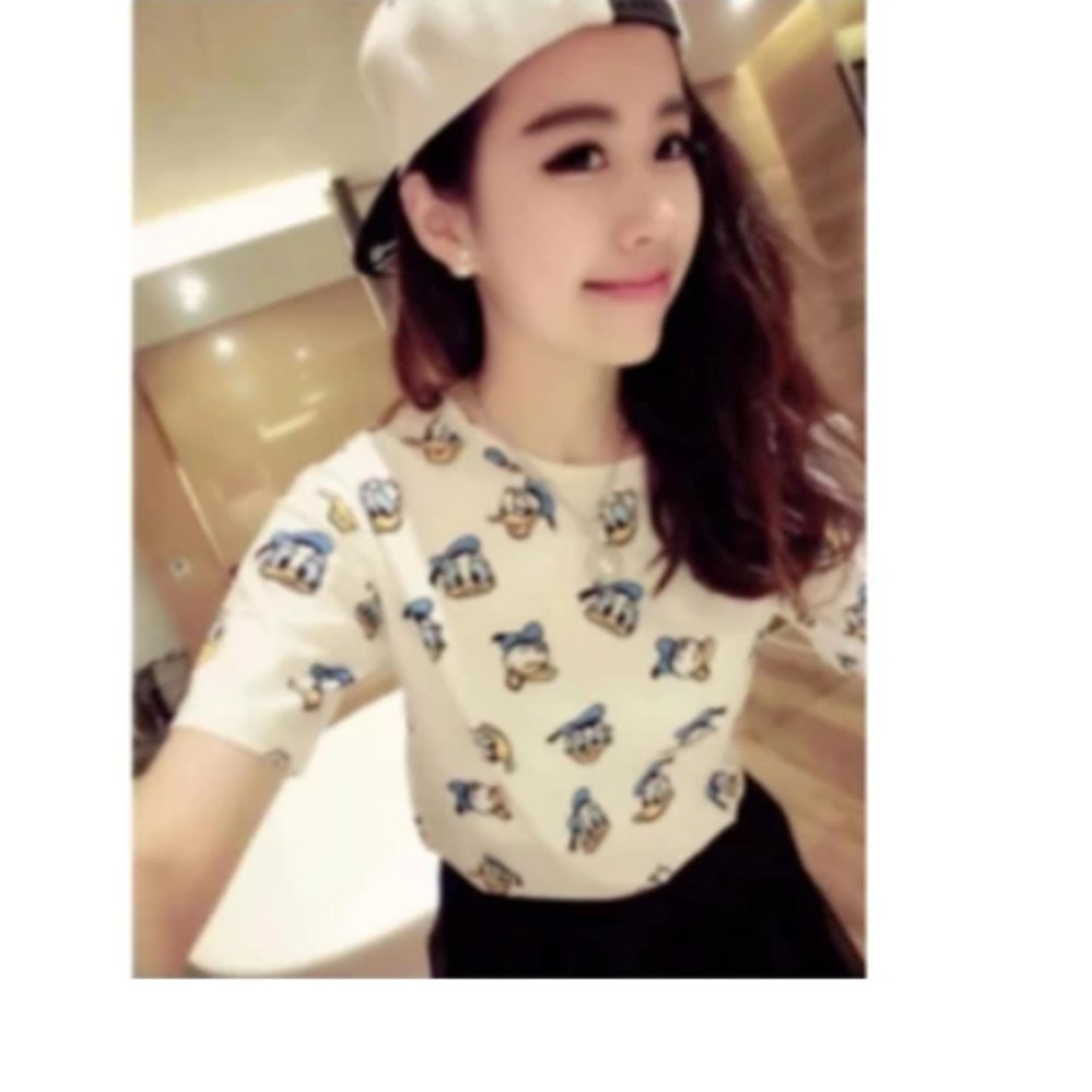 goodlife เสื้อยืดแฟชั่นผู้หญิง คอกลม แขนสั้น (สีขาว) สกรีนลายการ์ตูน รุ่นYM-873 goodlife เสื้อยืดแฟชั่นผู้หญิง คอกลม แขนสั้น (สีขาว) สกรีนลายการ์ตูน รุ่นYM-873