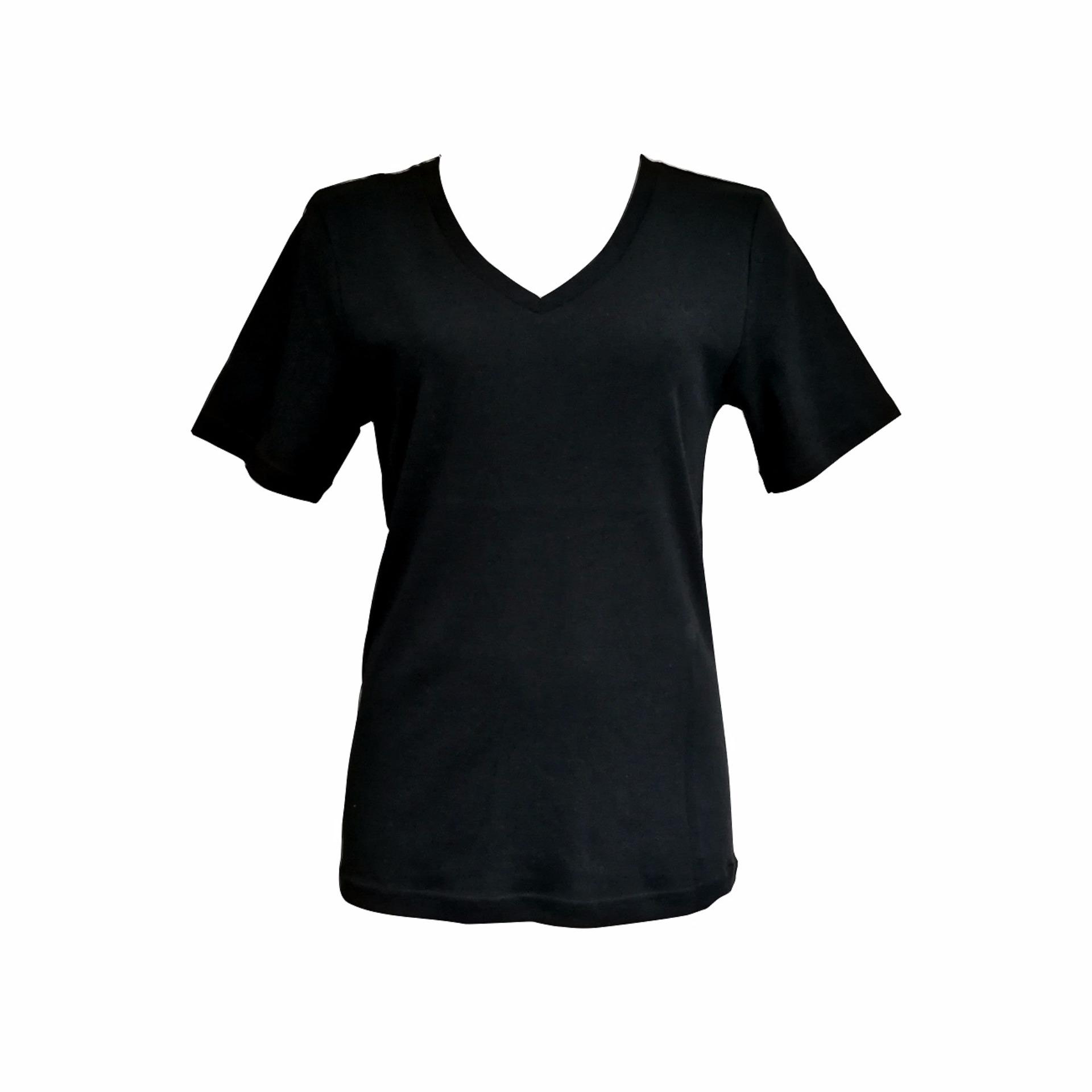 GUNZE เสื้อแขนสั้นคอวี รุ่น NH2228-BL สีดำ
