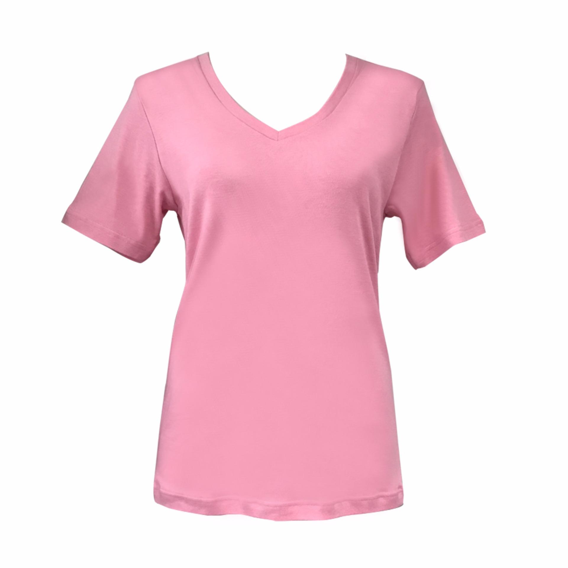 GUNZE เสื้อแขนสั้นคอวี รุ่น NH2228-PI สีชมพู