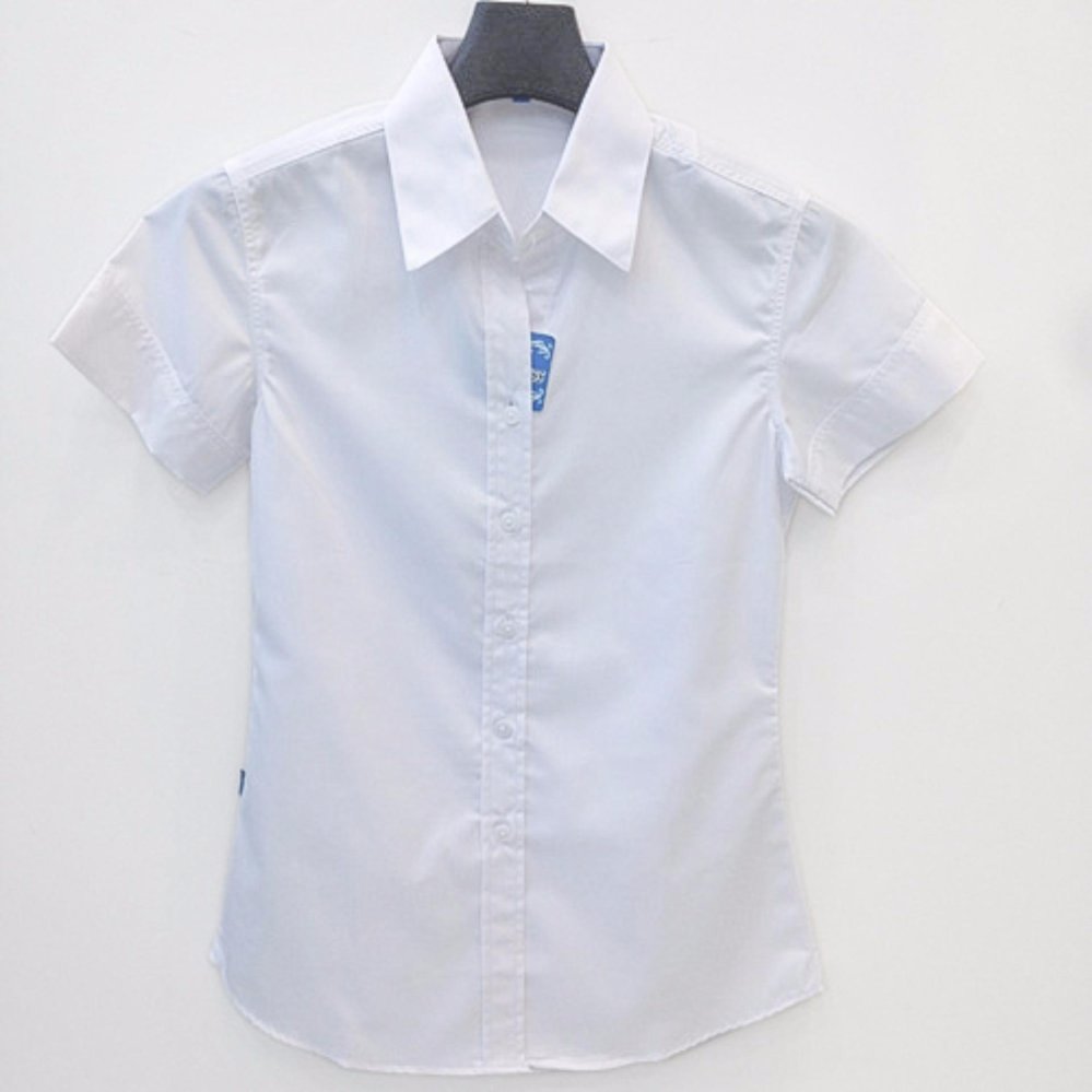 Hi-Class เสื้อนักศึกษาหญิงแขนสั้น เข้ารูปแบบเว้าข้าง(Of White)
