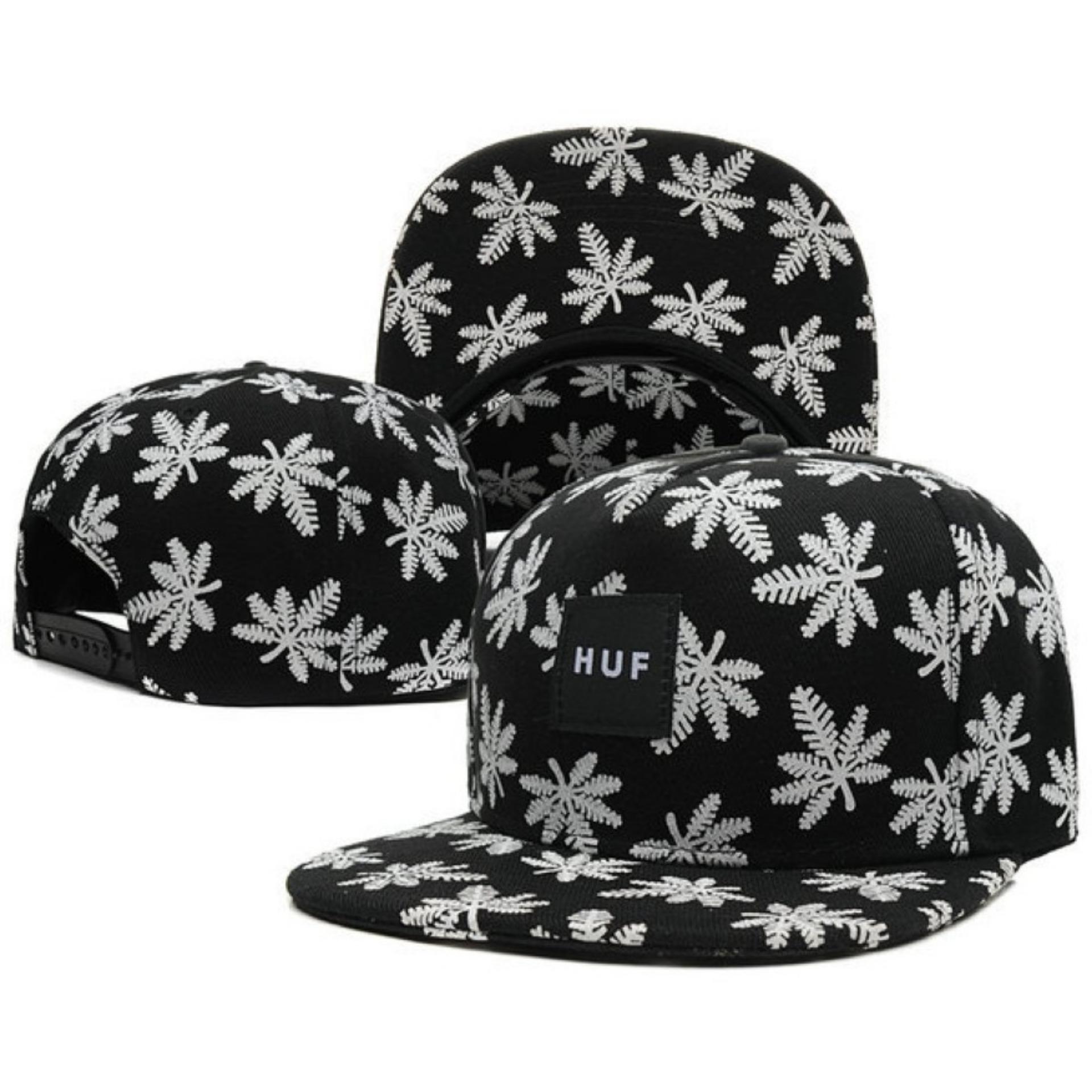 หมวกแก๊ป HUF (B) เกล็ดหิมะ snapback (ดำ)