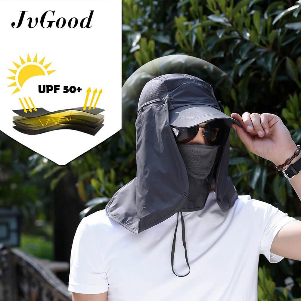 JvGood หมวกดวงอาทิตย์ฤดูร้อน Summer Sun Hat,Unisex 360°Outdoor Sun Protection Fishing Hat With Removable Neck&Face Flap Cover,UPF 50+ (Light Grey) - intl