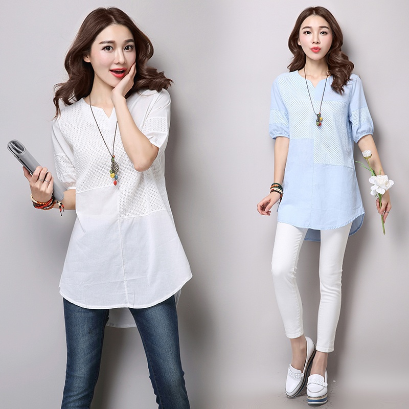 เสื้อยืดผู้หญิง ยาวกลาง แขนสั้น ผ้าลินิน (สีขาว) (สีขาว) เสื้อยืดผู้หญิง ยาวกลาง แขนสั้น ผ้าลินิน (สีขาว) (สีขาว)