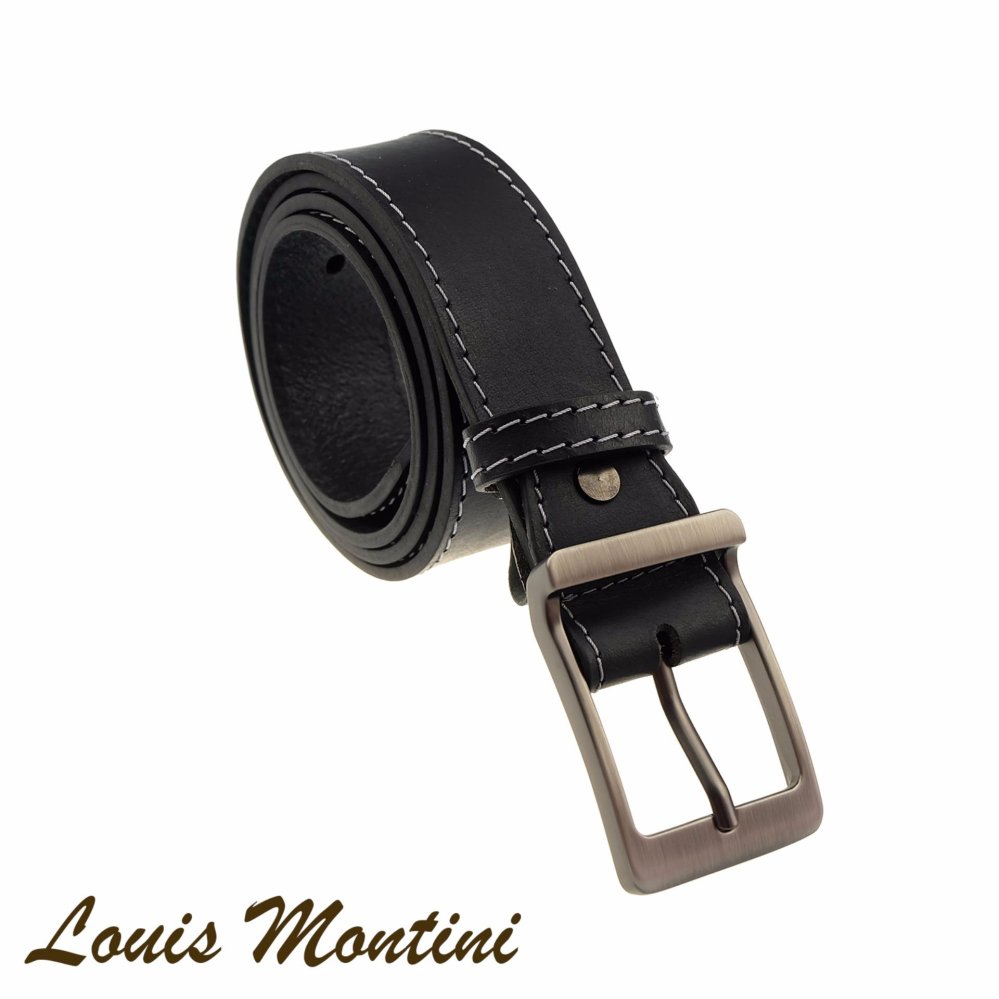 Louis Montini Classic Belt Vintage Style เข็มขัดหนังวัวแท้ หัวเข็ม Cowhide Belt เข็มขัดผู้ชาย รุ่น MGN124 - สีหนังธรรมชาติ