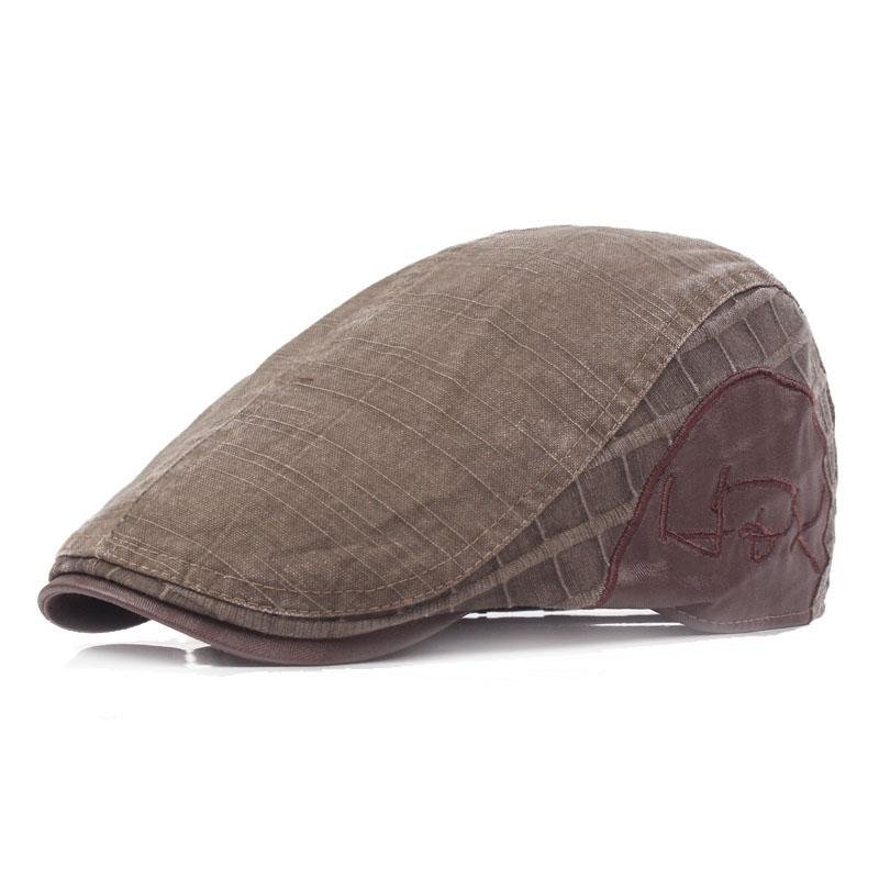 ผู้ชายผ้าฝ้ายล้างตาราง Beret หมวกปรับ Boy Cabbie Golf หมวกสำหรับสุภาพบุรุษ - INTL