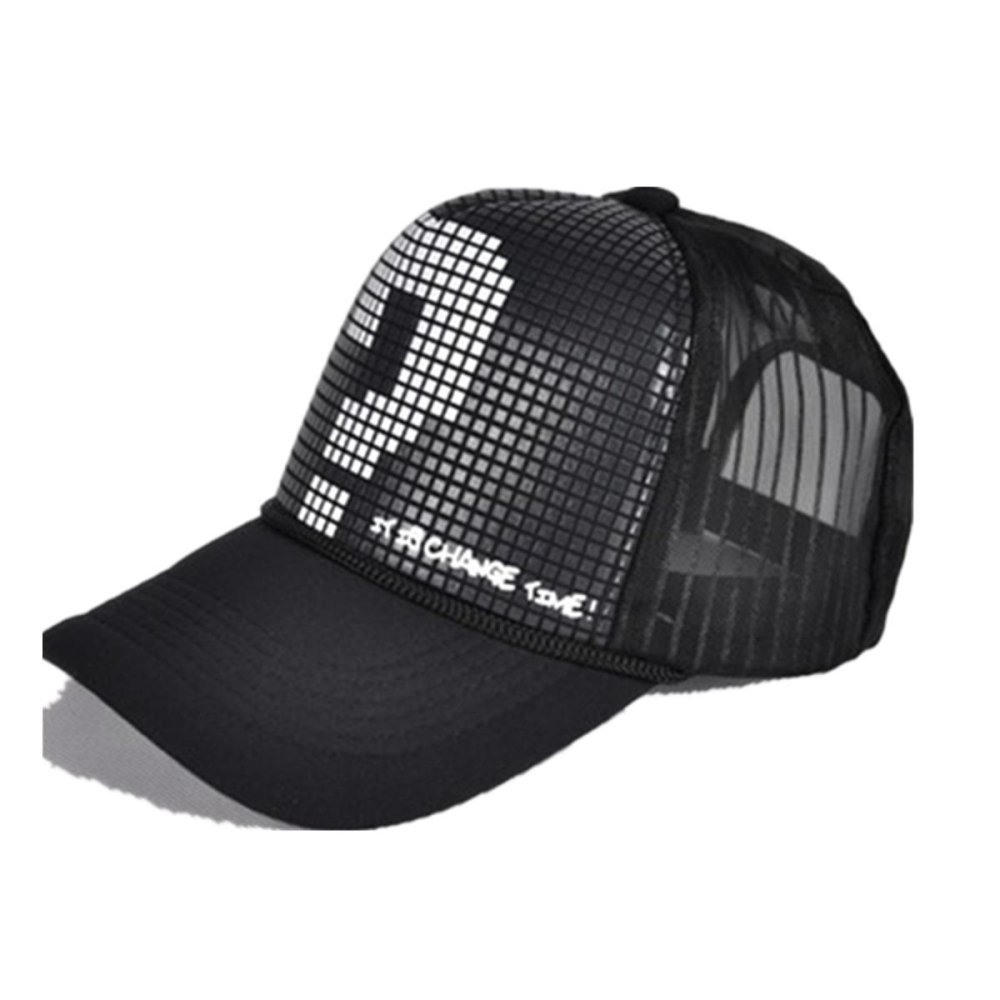 ผู้ชายผู้หญิงตาข่ายหมวกกีฬา Trucker Visor ปรับ SnapBack หมวกเบสบอลสีดำ