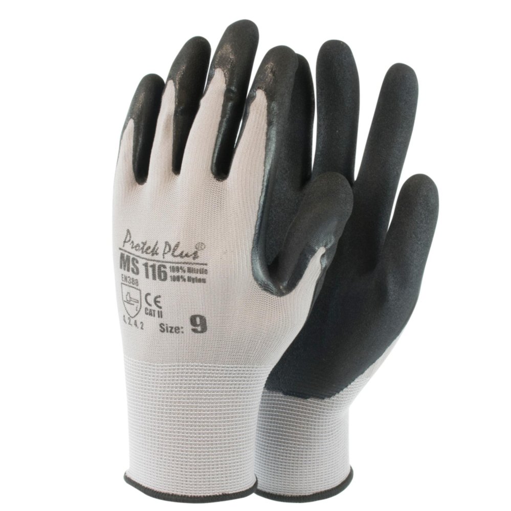 MS116 (1 คู่) SANDY Nitrile coated glove, ถุุงมือไนล่อน 100% เคลือบยางไนไตรล์แท้ ผิวพ่นทรายกันลื่น MS116 (1 คู่) SANDY Nitrile coated glove, ถุุงมือไนล่อน 100% เคลือบยางไนไตรล์แท้ ผิวพ่นทรายกันลื่น