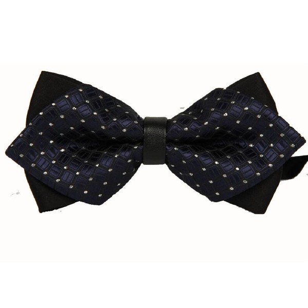 ใหม่อย่างเป็นทางการ Commercial หูกระต่ายแฟชั่นผู้ชาย Bowties สำหรับอุปกรณ์เสริมสำหรับเด็กชาย Cravat Bowtie สีน้ำเงินเข้มสี่เหลี่ยม - INTL