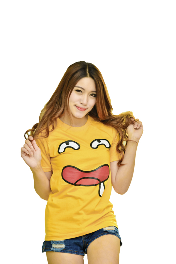 NOLOGO เสื้อยืด รุ่น การ์ตูนหน้าหื่น ลายริ้ว (สีแดง)