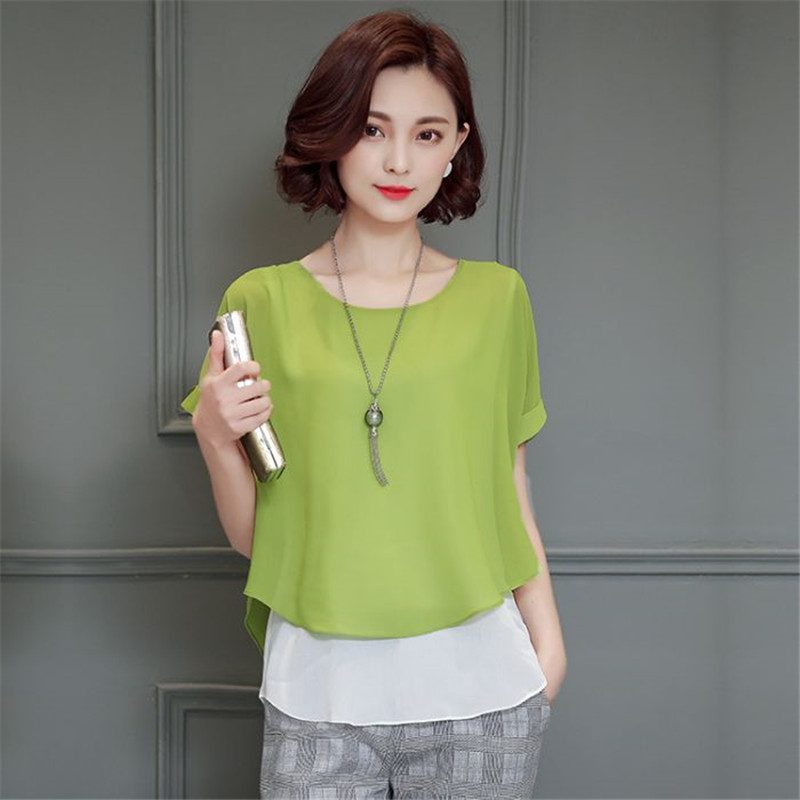 เสื้อชีฟองเสื้อเกาหลีแขนสั้นฤดูร้อนใหม่ (Maroon)