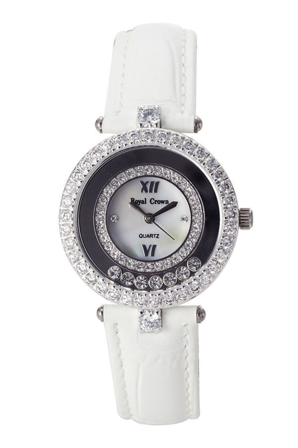 Royal Crown นาฬิกาข้อมือผู้หญิงประดับเพชร - รุ่น 3628 สีดำ
