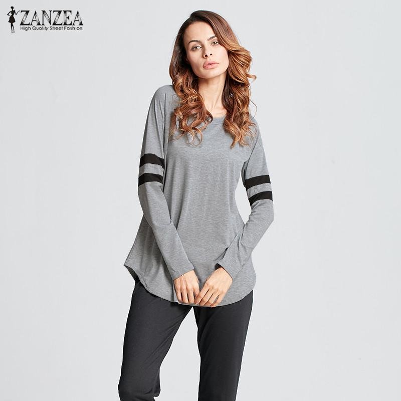 S-5XL ZANZEA เสื้อเชิ๊ตแขนยาวคอยาวผู้หญิงลาย Splice เสื้อเสื้อพลัสขนาด (สีเทา) - นานาชาติเสื้อเบลาส์เสื้อเชิ้ตเสื้อเชิ้ตผู้หญิง